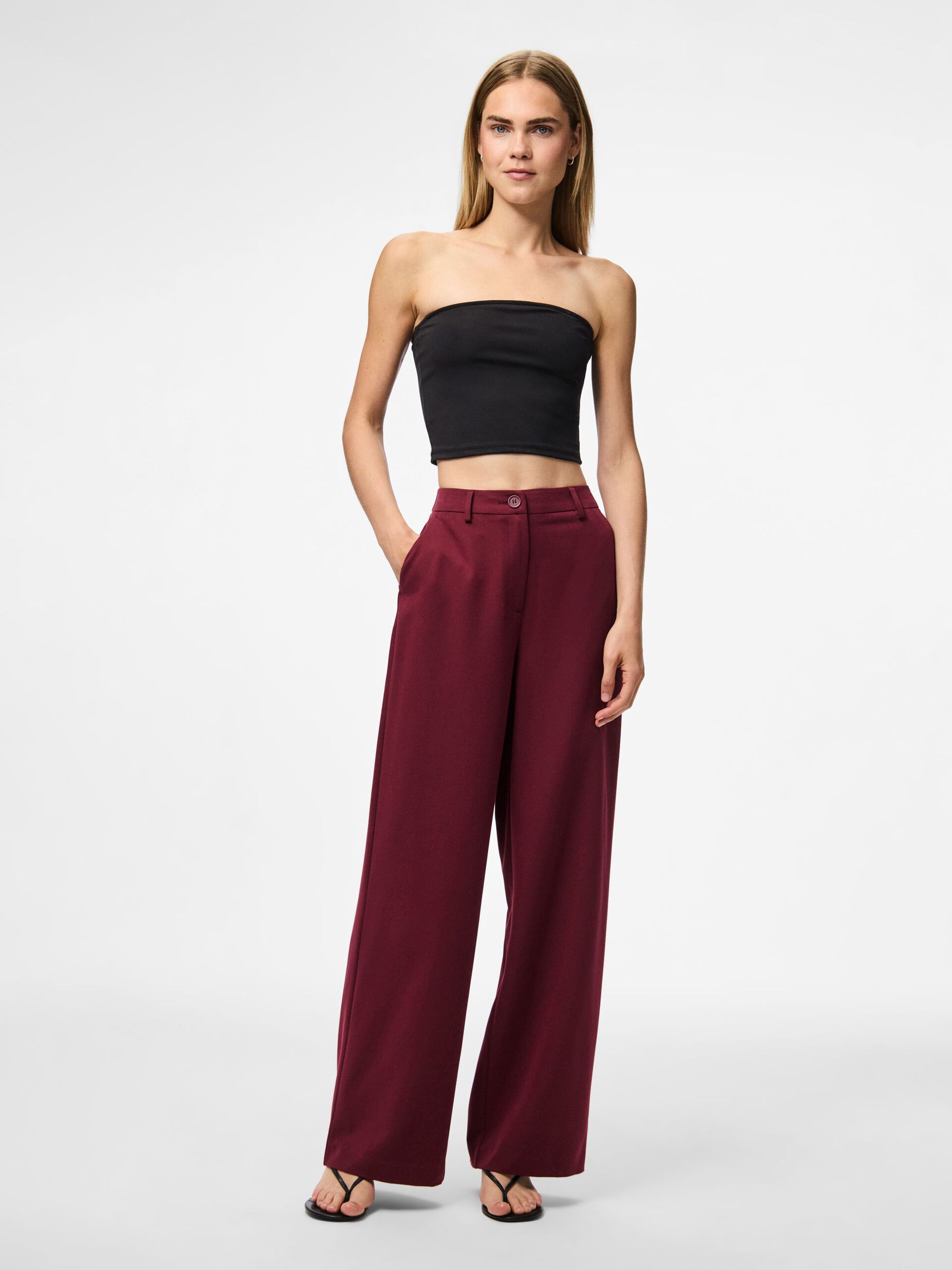 Carousel image - PCKAMIL WIDE-LEG TROUSERS, Tawny Port | 3