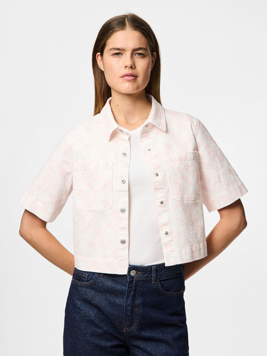 Carousel image - CAMICIA A MANICHE CORTE, Egret | 1