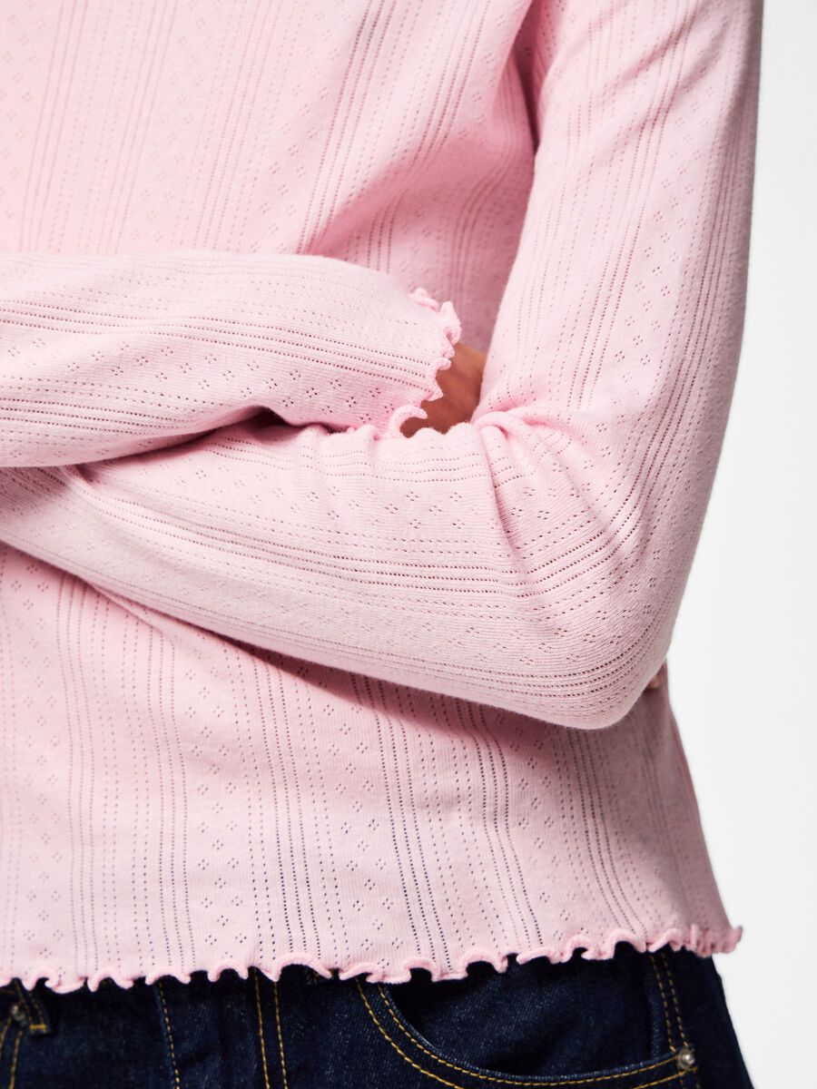 Carousel image - PCMARIE POINTELLE  LONG SLEEVED TOP, Roseate Spoonbill | 5