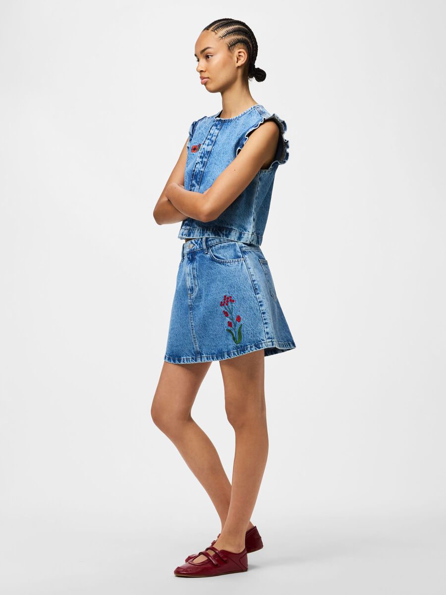 Carousel image - PCPALMA MW A-LIJN DENIM MINIROK, Medium Blue Denim | 4