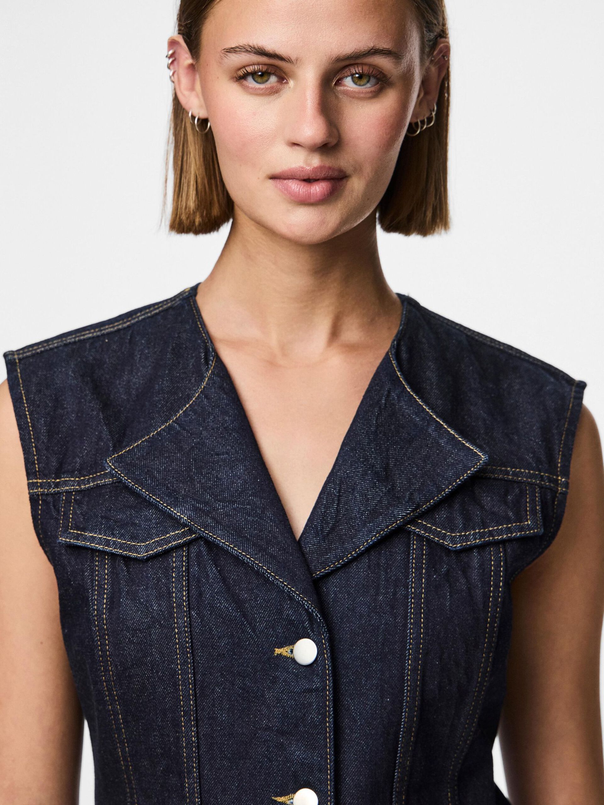Carousel image - PCNUA FITTED DENIM VÄST, Indigo | 4