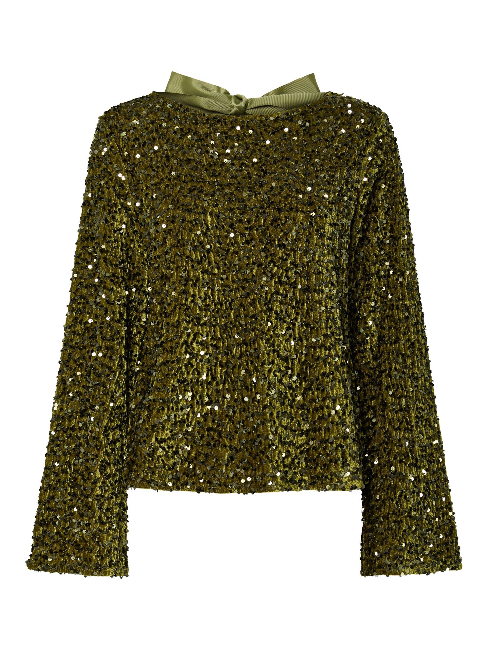 Carousel image - PCKAM SEQUINS BOW LONG SLEEVED BLOUSE, Kalamata | 5