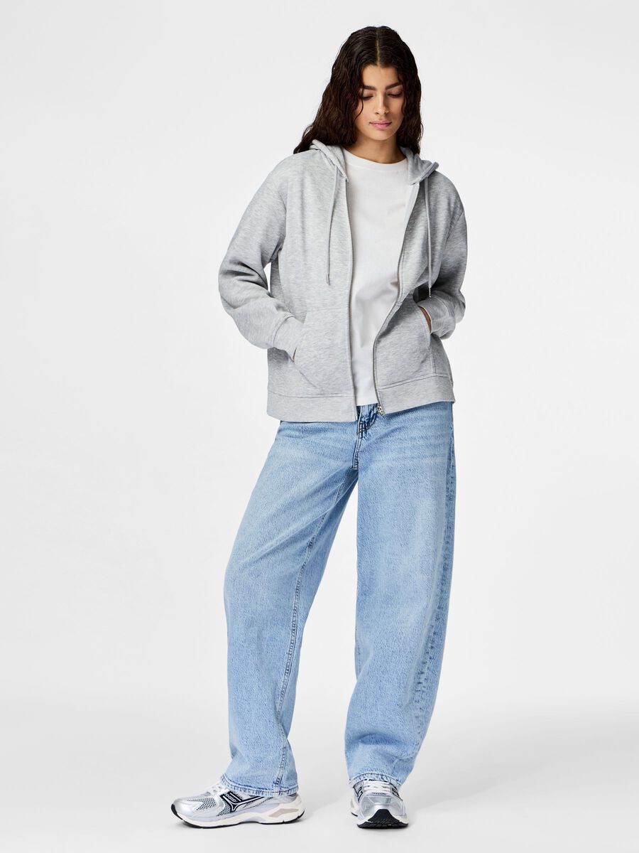 Carousel image - PCCHILLI SWEAT-SHIRT ZIPP&Eacute; &Agrave; CAPUCHE, Light Grey Melange | 3