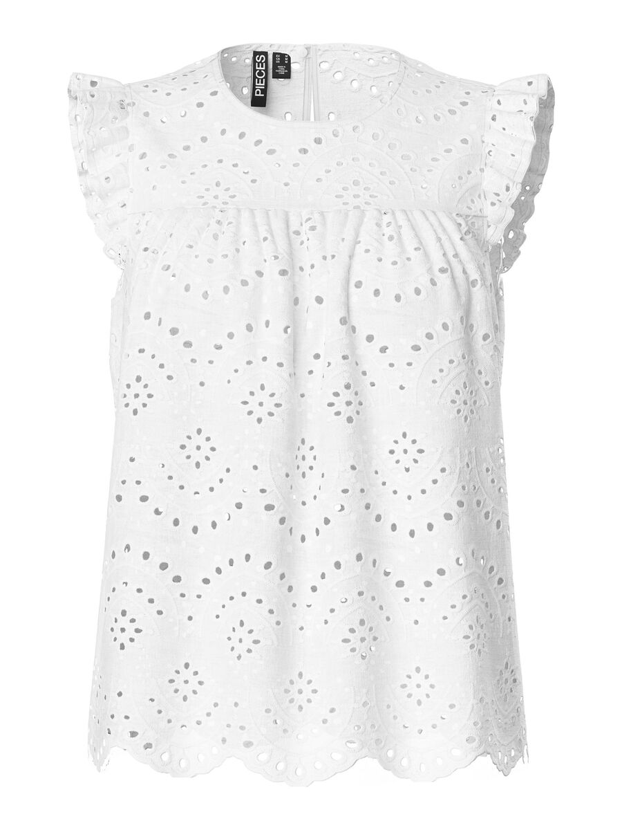 Product carousel image - PCVILDE RUFFLE DETAIL TOP, Bright White | 1