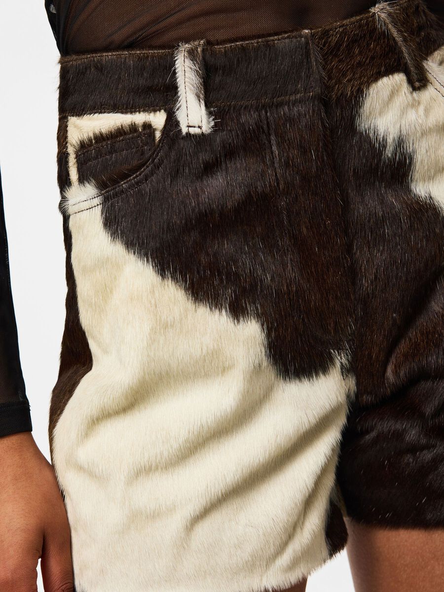 Carousel image - PCRODEO COW LEATHER  SHORTS, Black Coffee | 4
