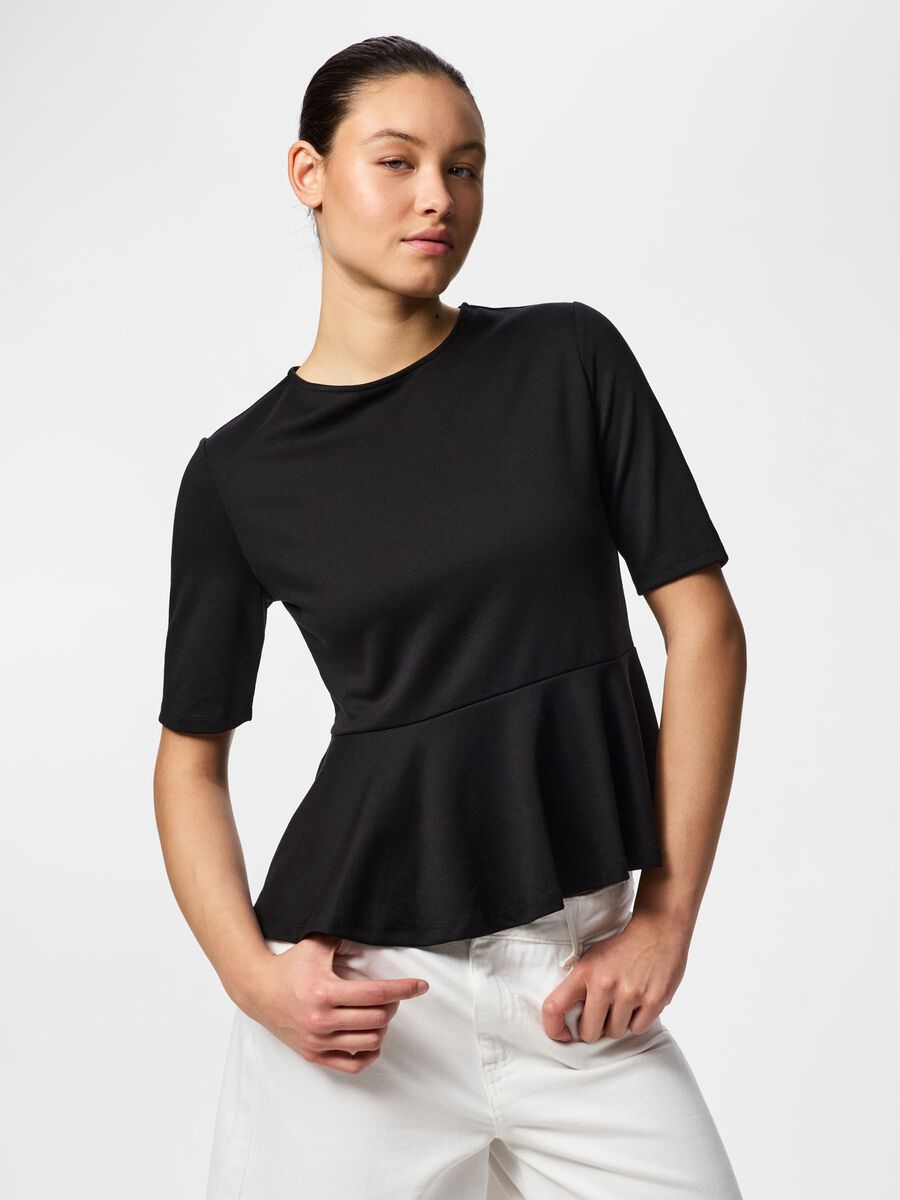 Product carousel image - PCALISA PEPLUM BLOUSE, Black | 1