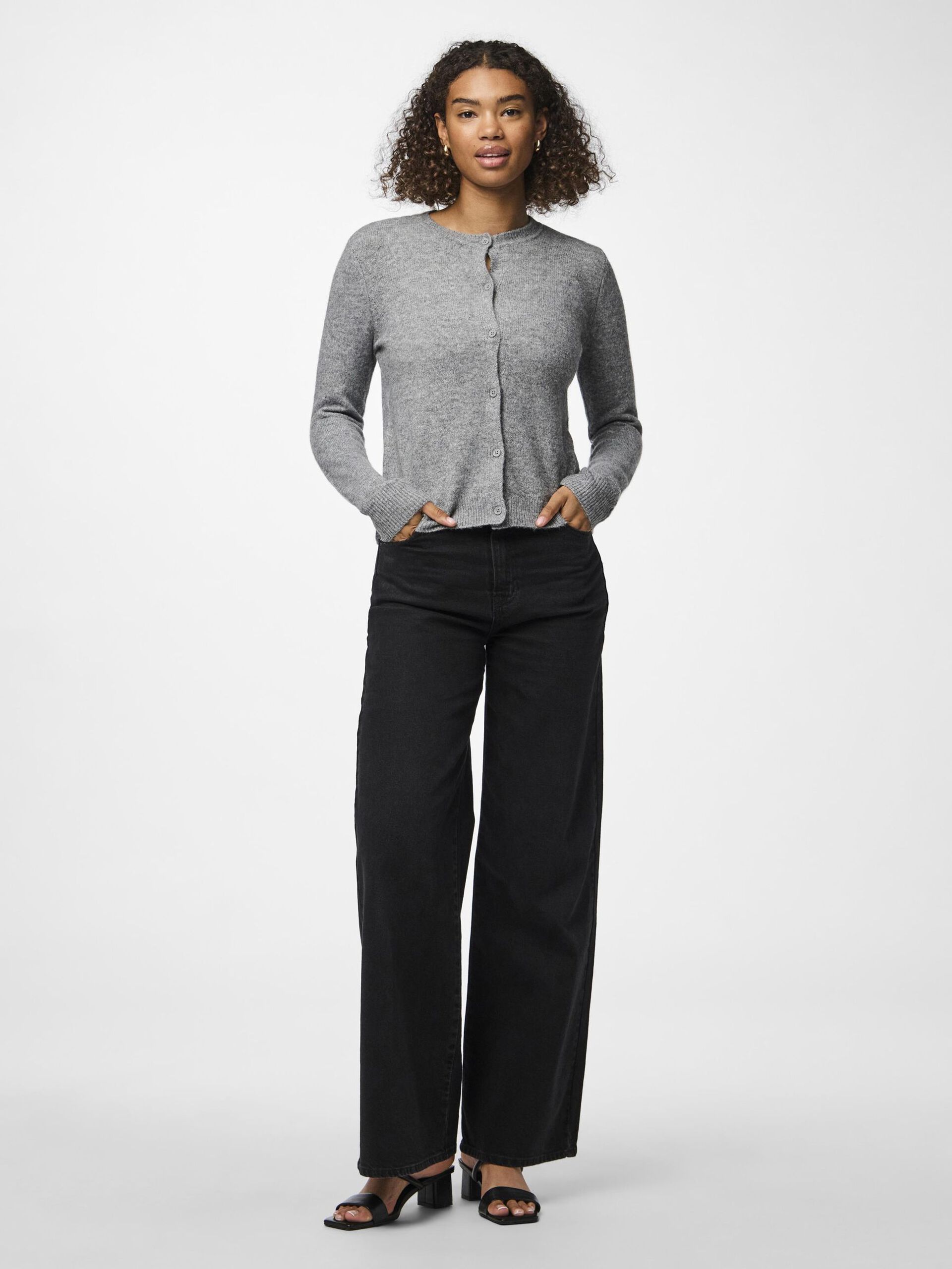 Carousel image - PCMALOU KNITTED CARDIGAN, Medium Grey Melange | 3