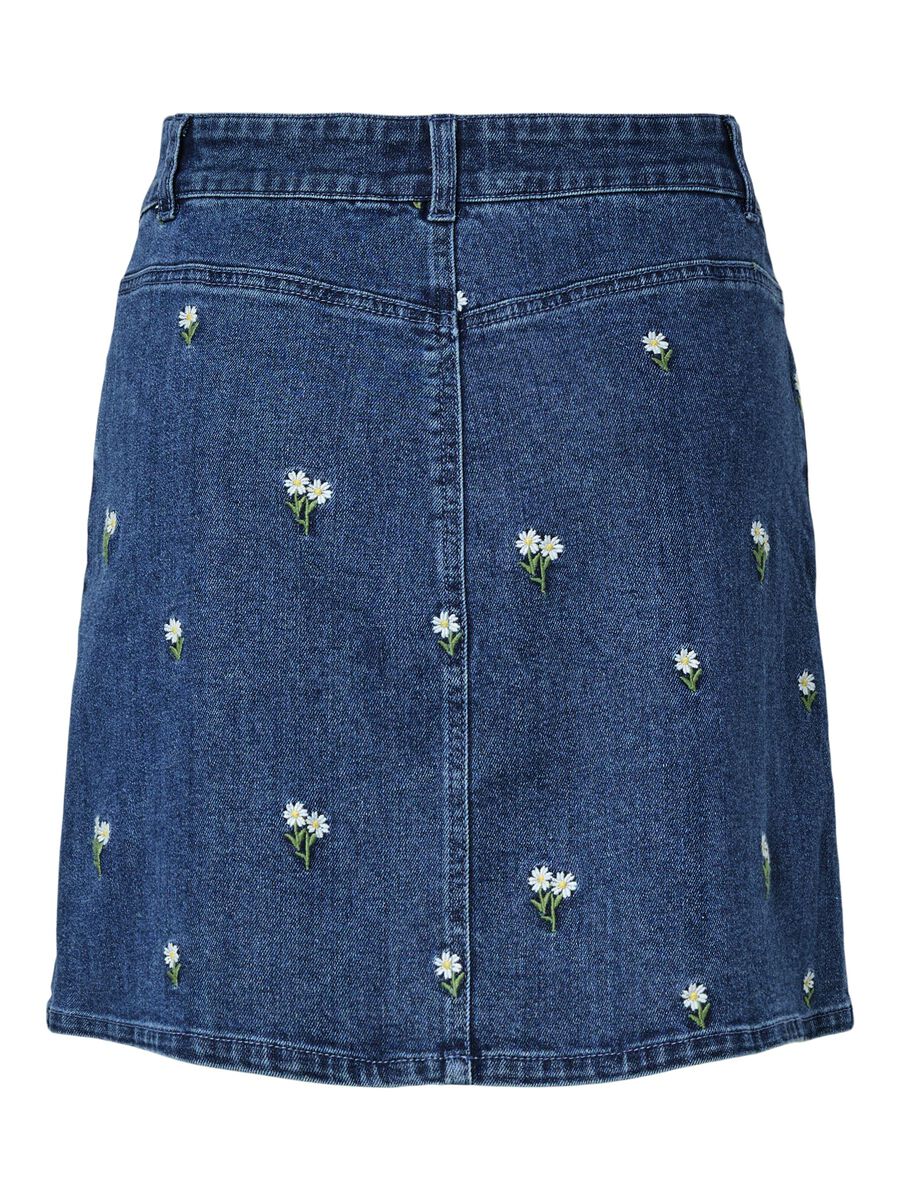 Carousel image - PCFLORA HW KORT JEANSKJOL, Medium Blue Denim | 6