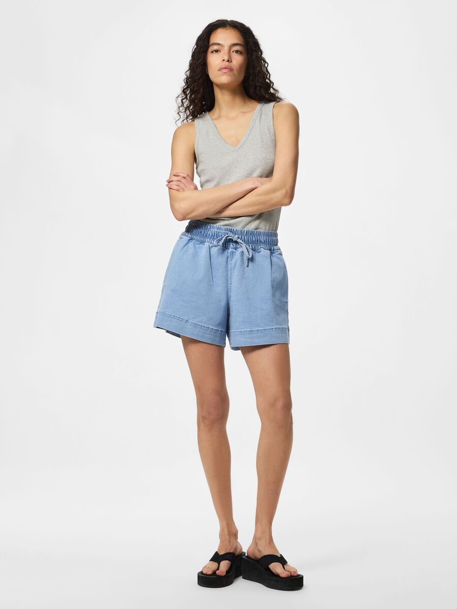 Carousel image - PCBILLO HW PULL UP  DENIM SHORTS, Light Blue Denim | 3