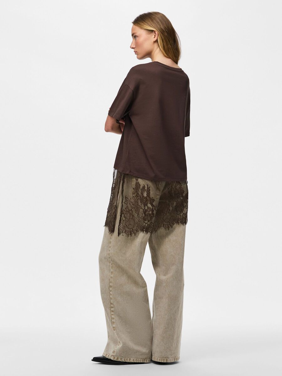 Product carousel image - PCMAVE LACE T-SHIRT, Hot Fudge | 2