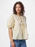 Product image thumbnail - PCJOLLY TIE PUFF SLEEVED TOP, French Vanilla | 1