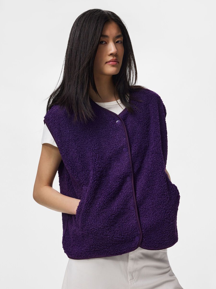 Product carousel image - PCKATTY TEDDY  GILET, Acai | 1