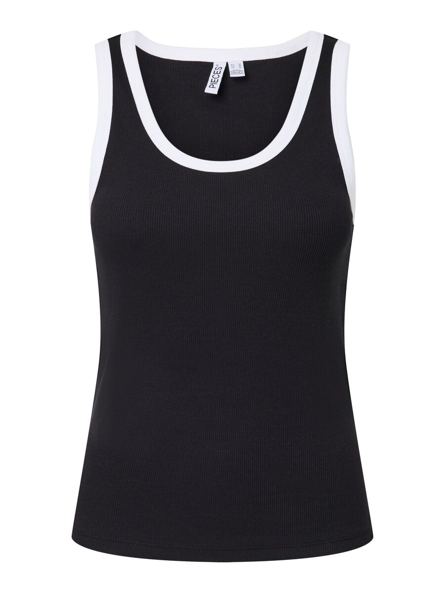 Product carousel image - PCMAY RIBBED TANK TOP, Black | 1