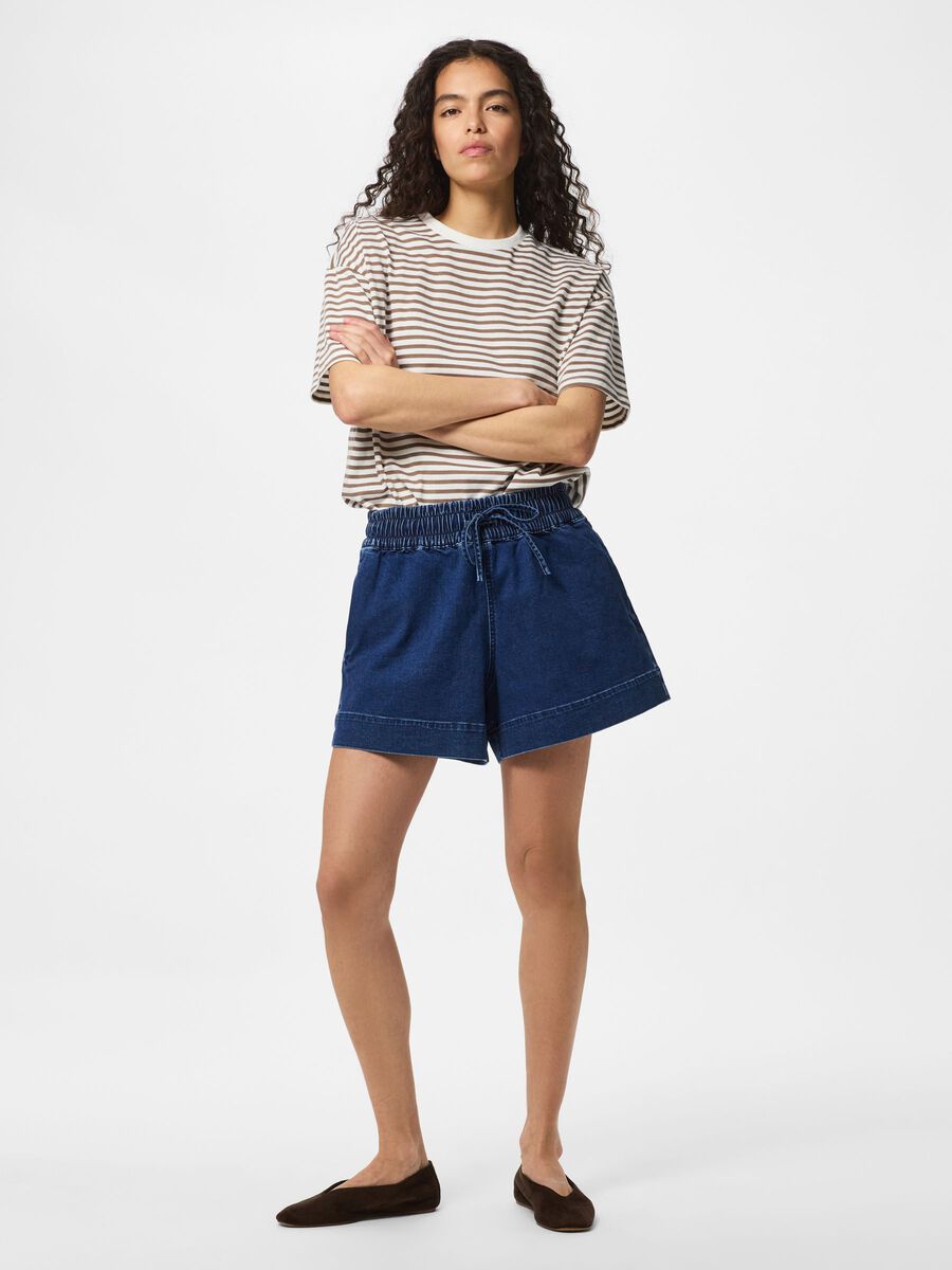 Carousel image - PCBILLO HW PULL UP  DENIM SHORTS, Dark Blue Denim | 3