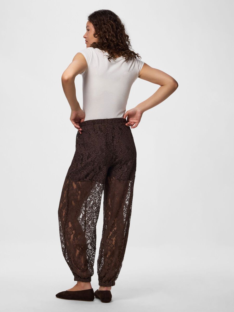Product carousel image - PCALINE HW BALLOON LACE  TROUSERS, Hot Fudge | 2