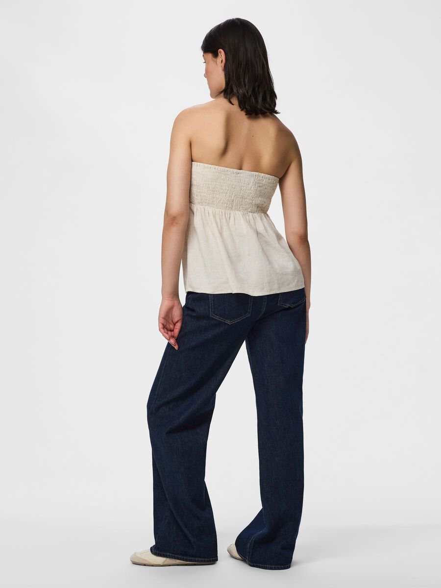 Product carousel image - PCPIA STRAPLESS LINEN BLEND TOP, Birch | 2