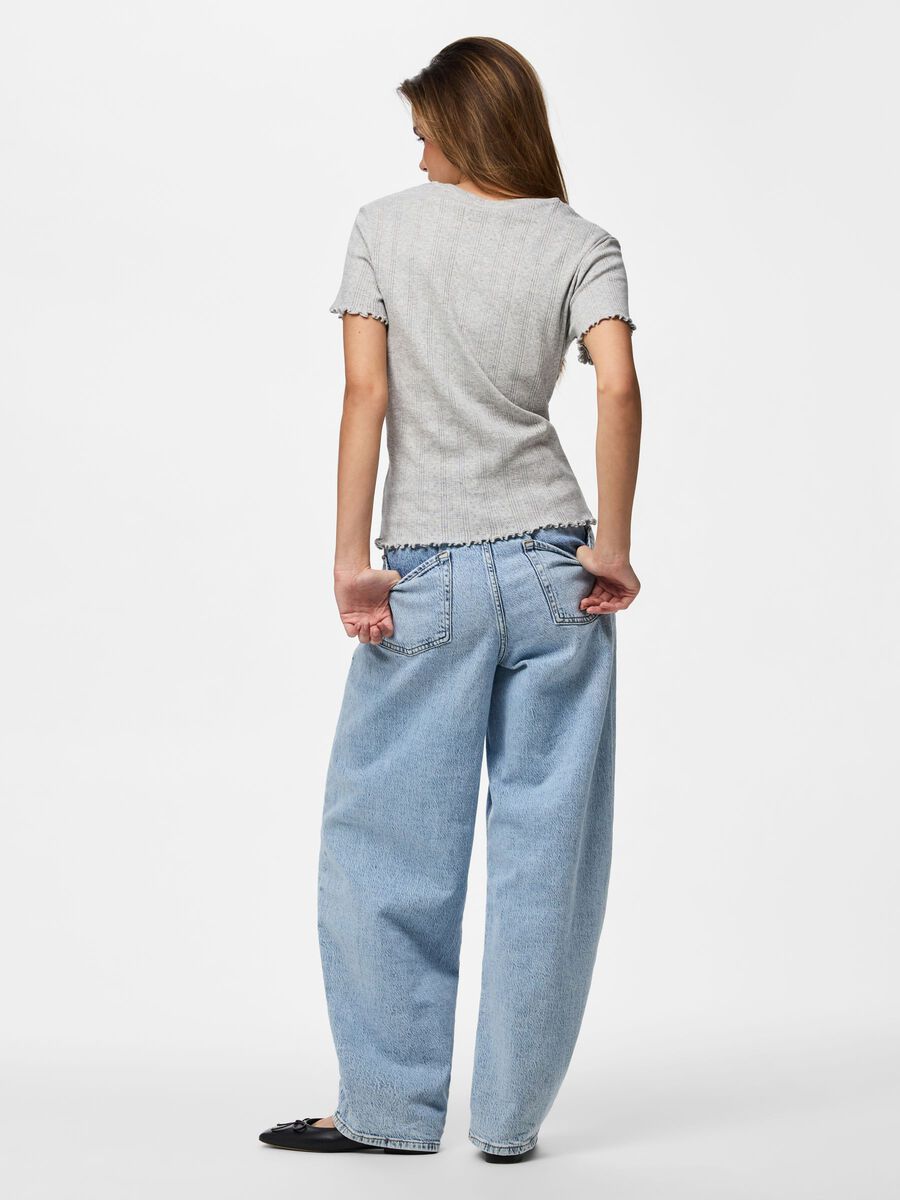 Product carousel image - PCMARIE POINTELLE T-SHIRT, Light Grey Melange | 2