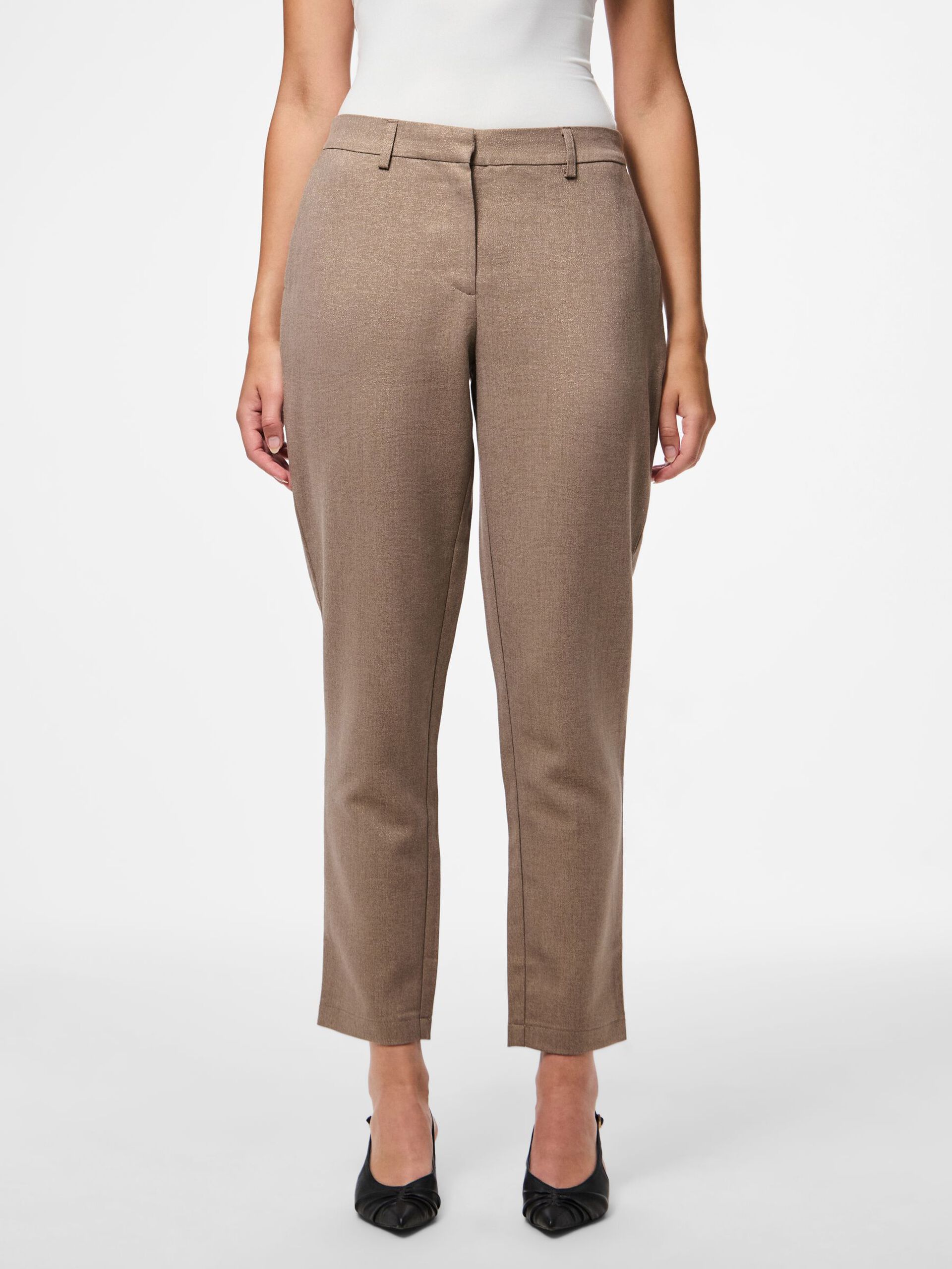 Carousel image - PCBOSELLA GLITTER ANKLE TROUSERS, Fossil | 3