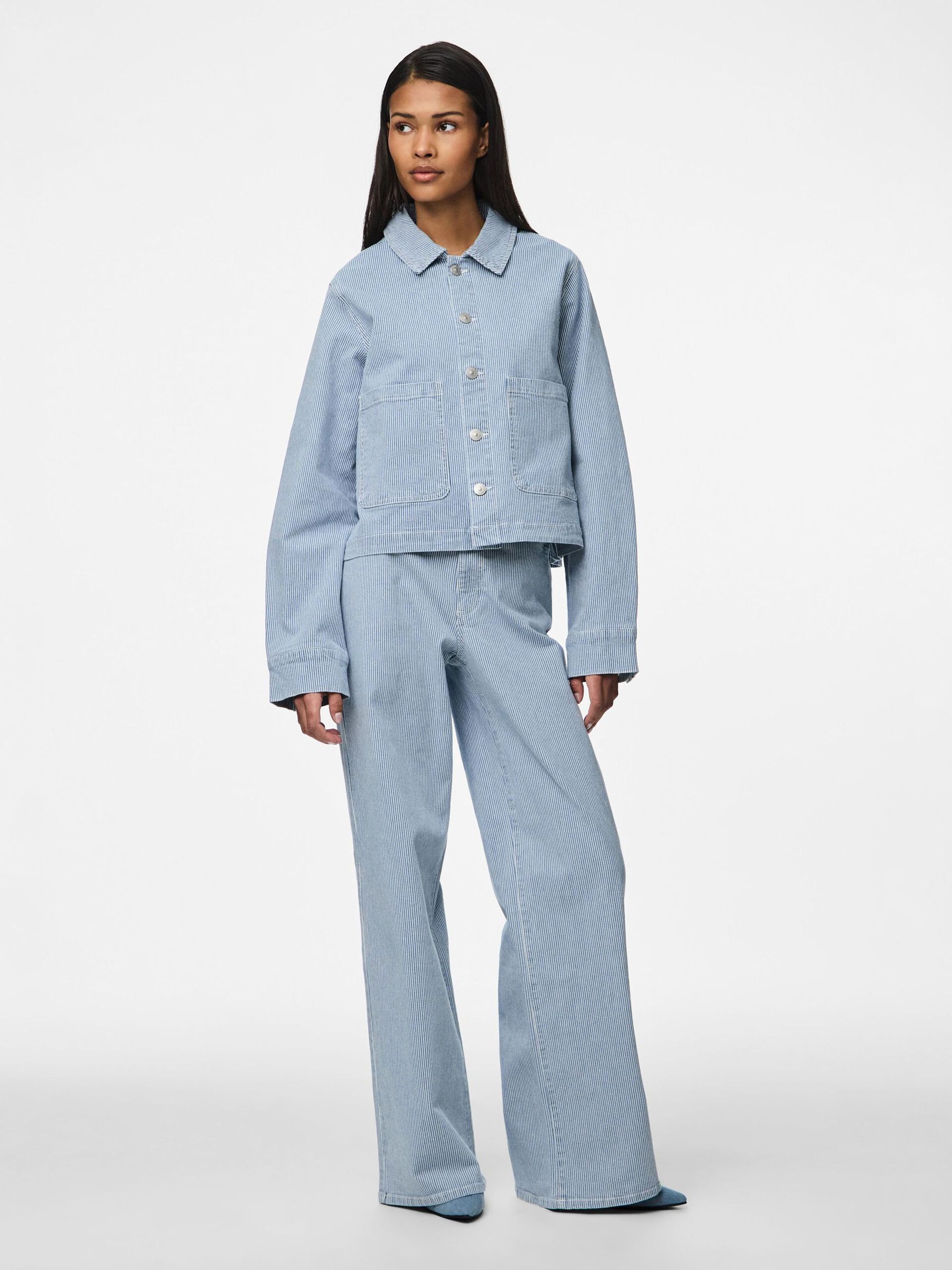 Carousel image - PCBILLO STRIPED DENIM JACKET, Light Blue Denim | 5