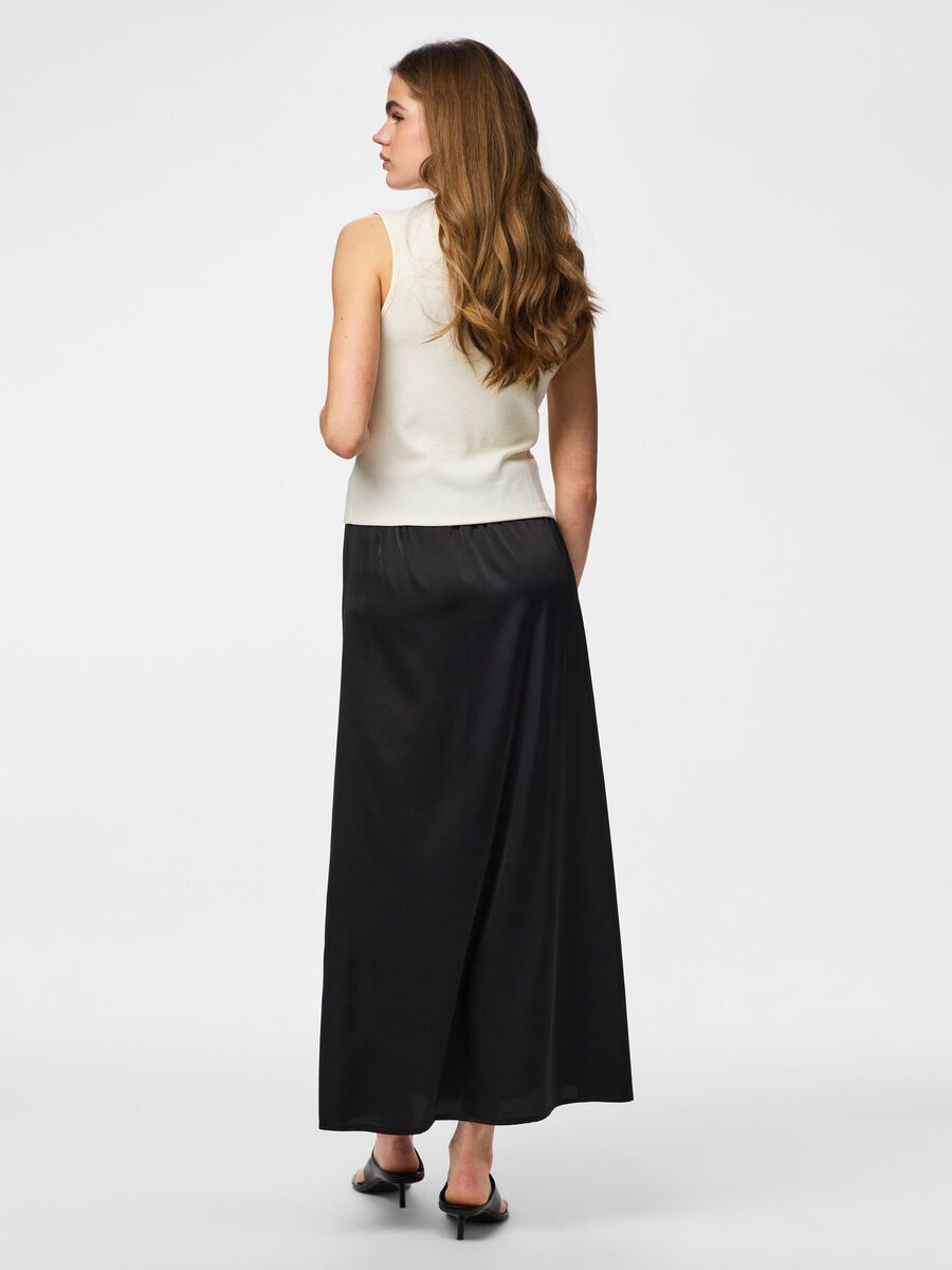 Product carousel image - PCFESTA HW SATIN  MAXI SKIRT, Black | 2