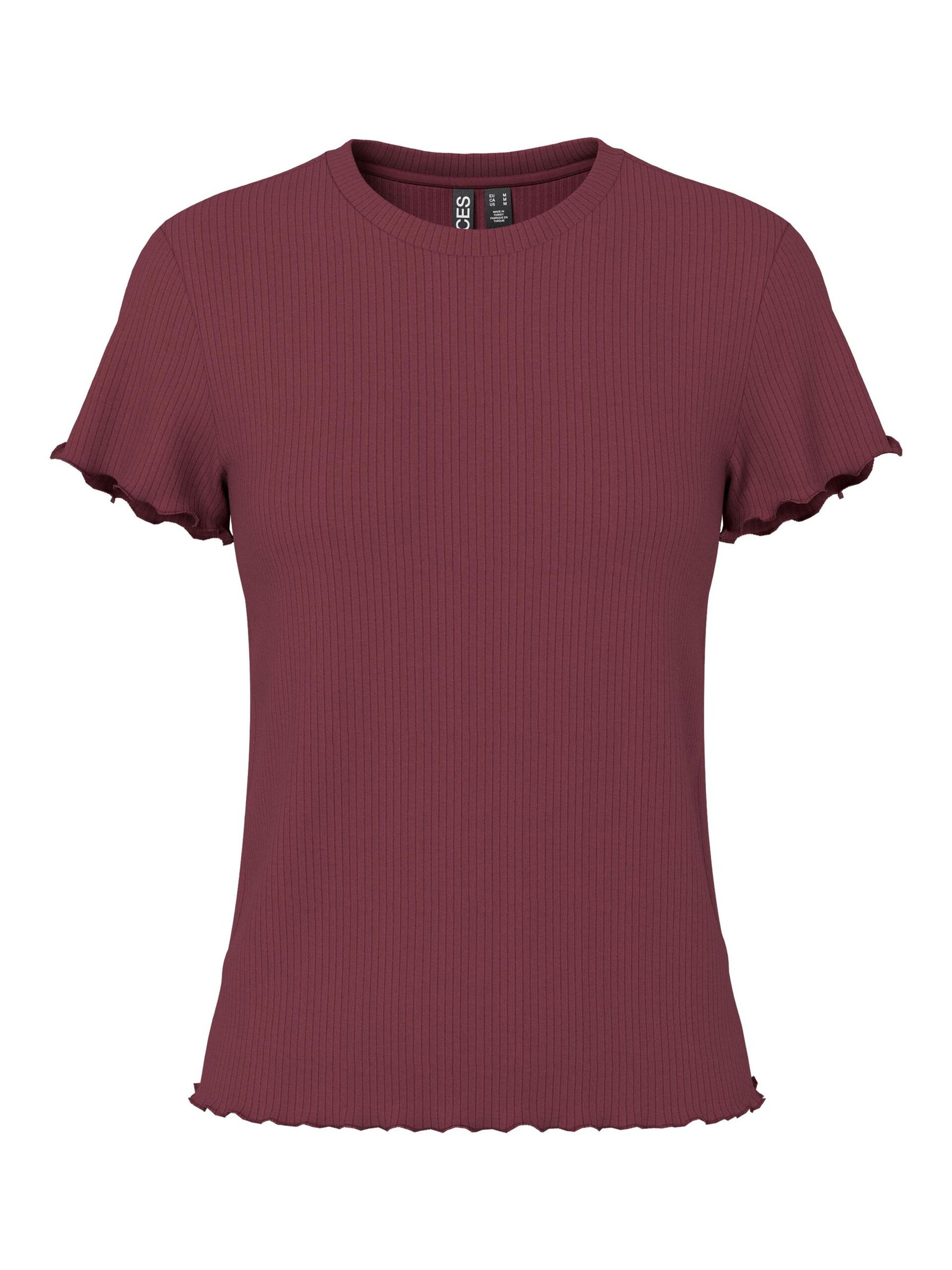 Carousel image - PCNICCA RIBBED T-SHIRT, Tawny Port | 5