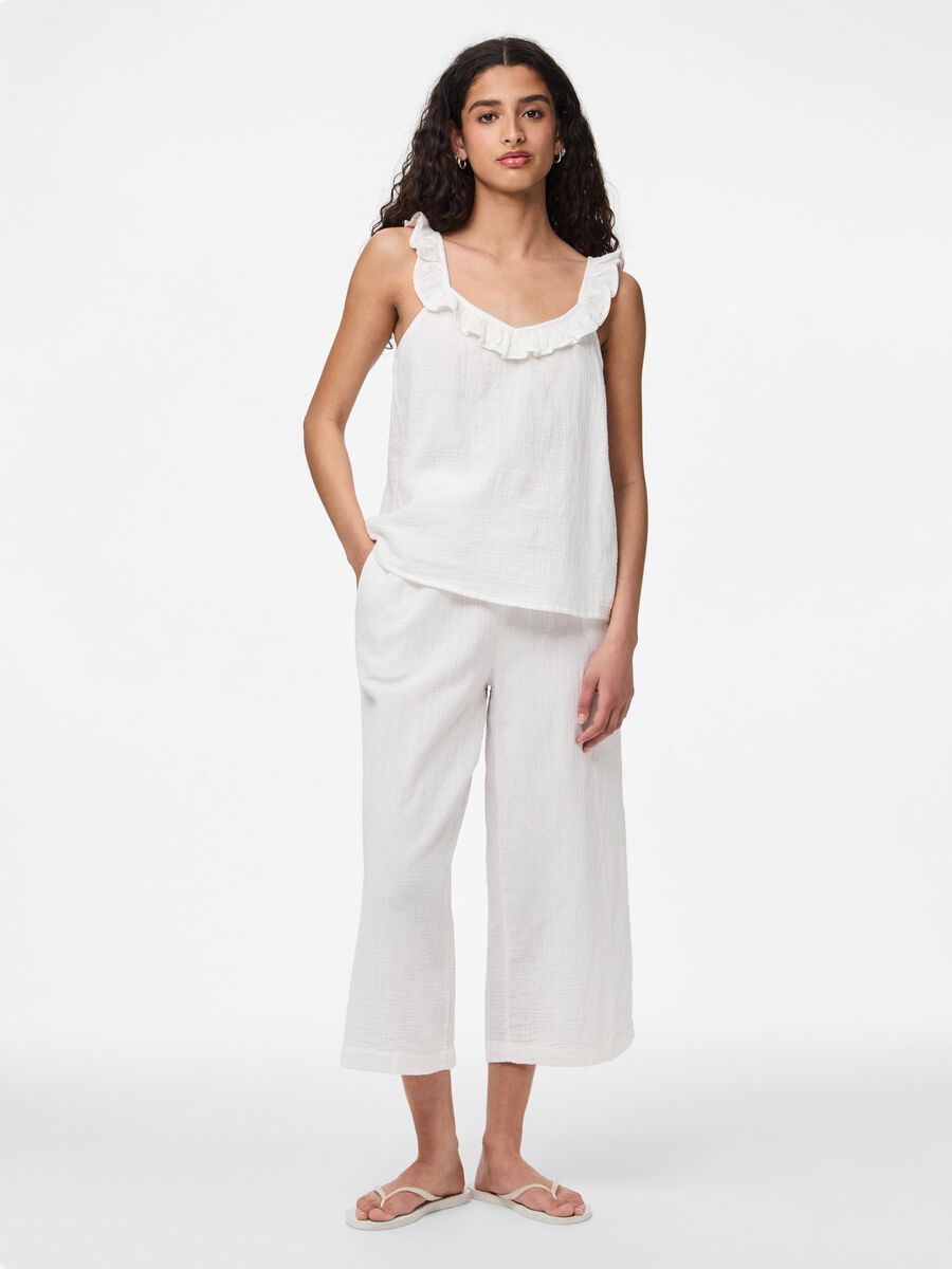 Carousel image - PCSASTINA MUSSELIN SLEEVELESS TOP, Cloud Dancer | 4