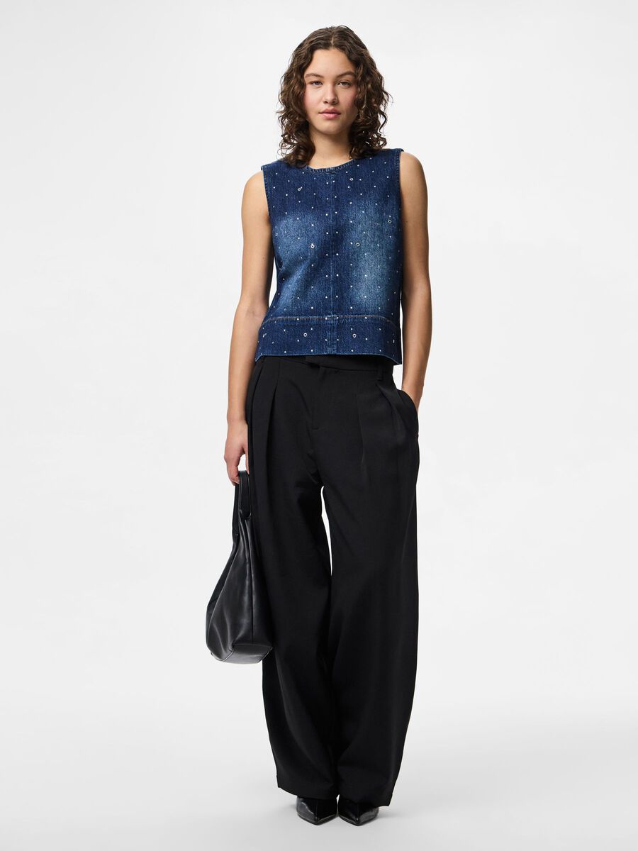 Carousel image - PCMERLE DENIM TOP, Dark Blue Denim | 3