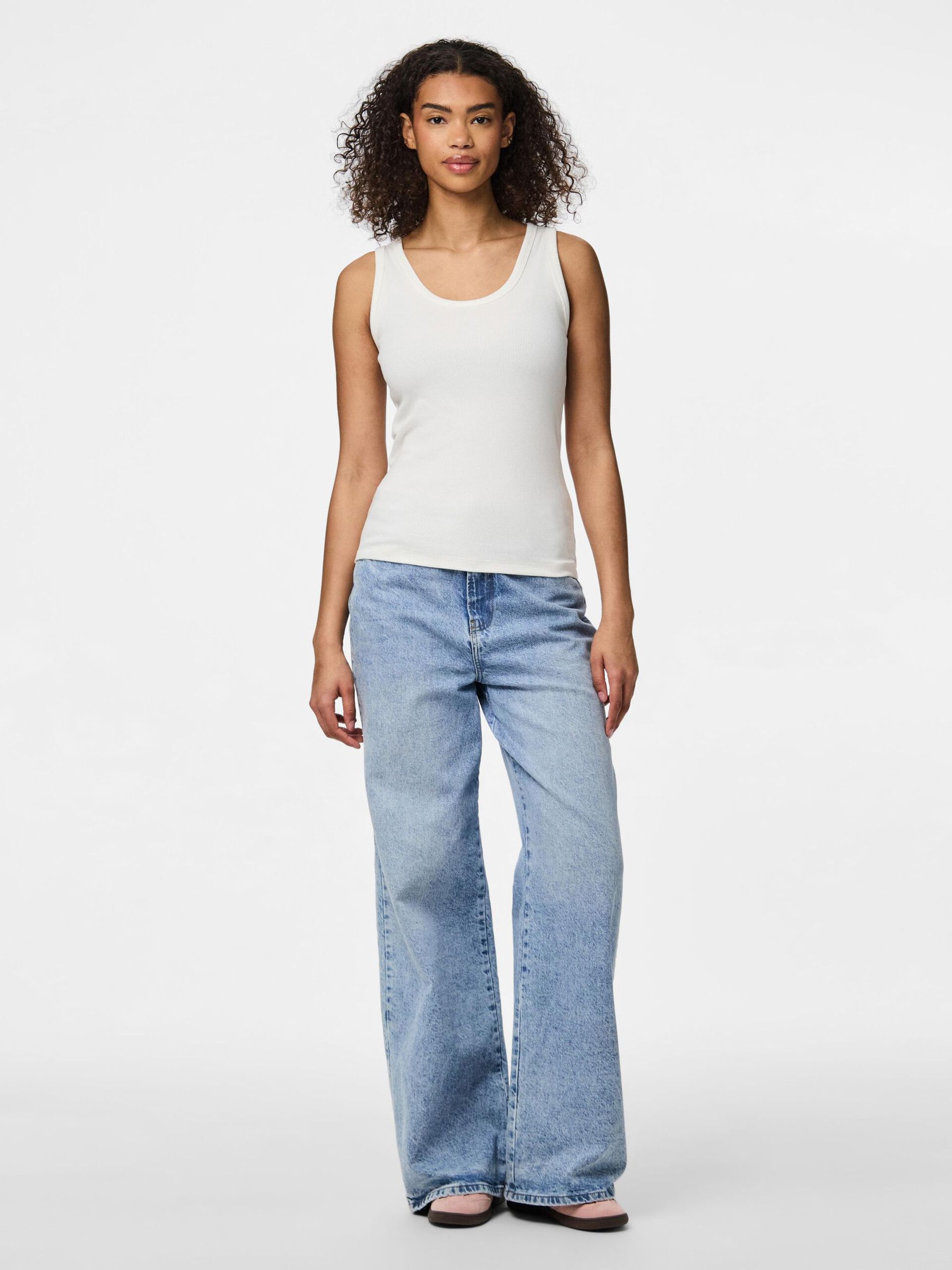 Carousel image - PCMAY RIBBED TANK TOP, Bright White | 3