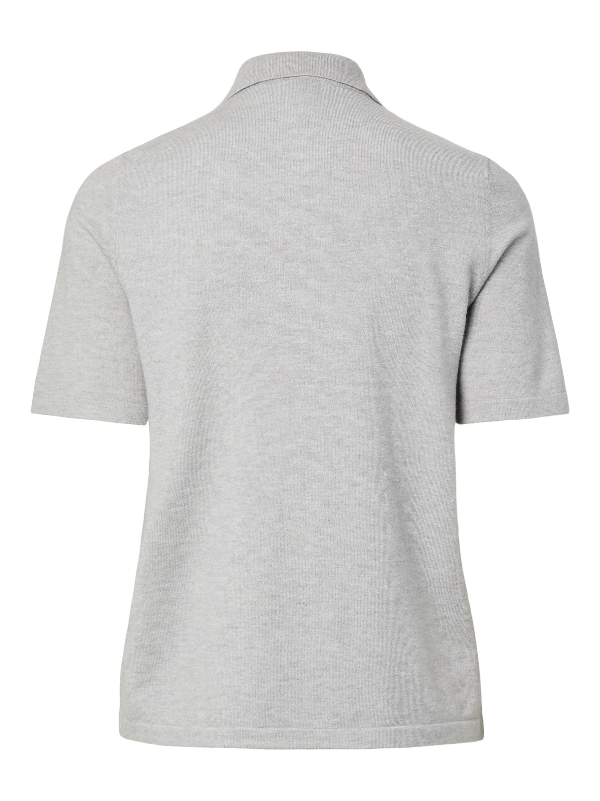 Carousel image - PCORINA KNITTED POLO TOP, Light Grey Melange | 6
