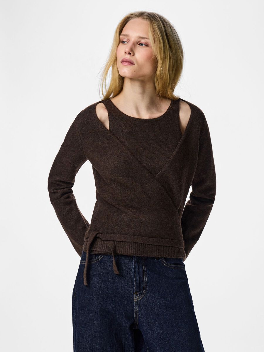Product carousel image - PCMAJI WRAP KNIT, Hot Fudge | 1