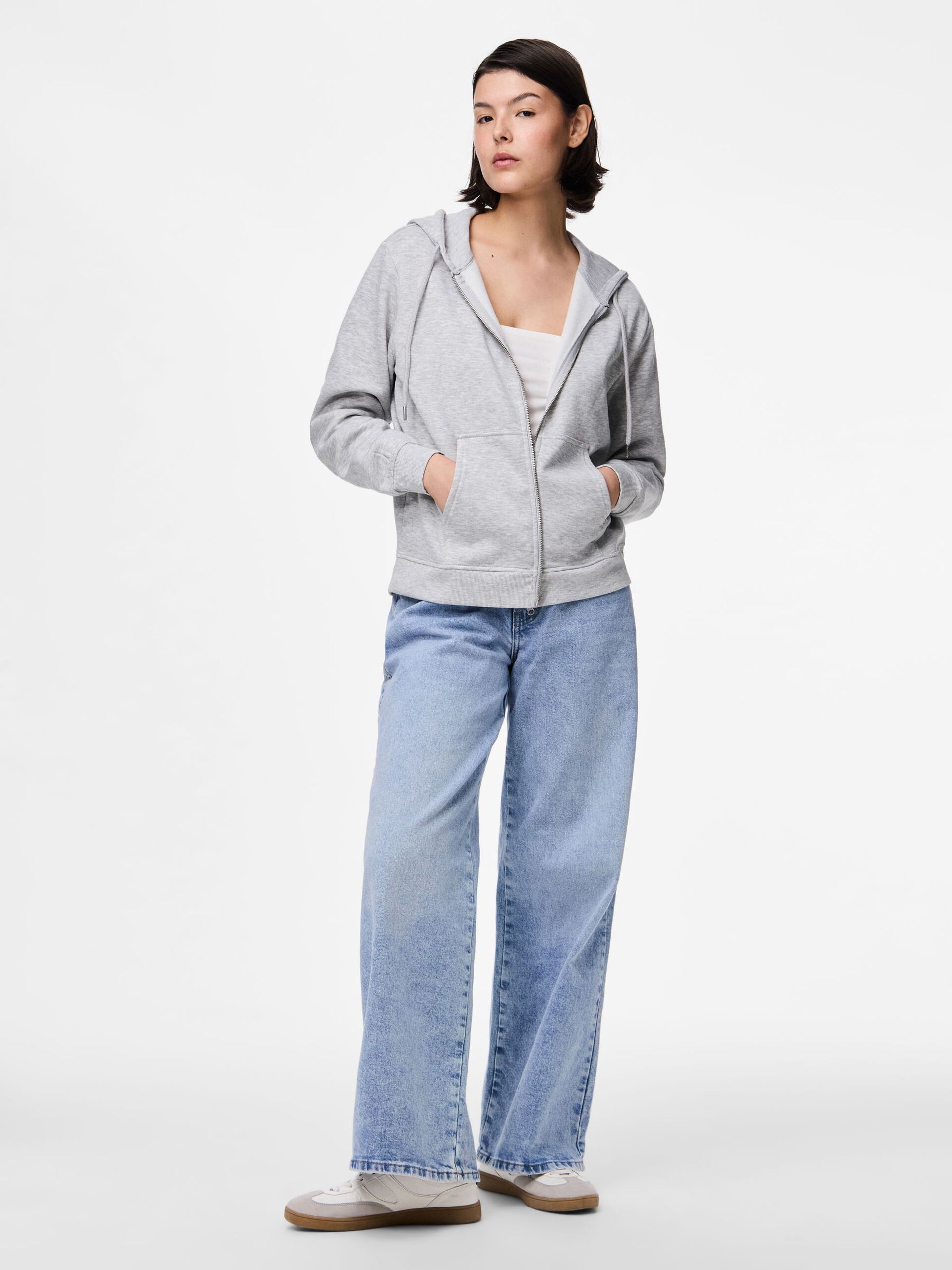 Carousel image - PCCHILLI ZIP-UP HOODIE, Light Grey Melange | 3
