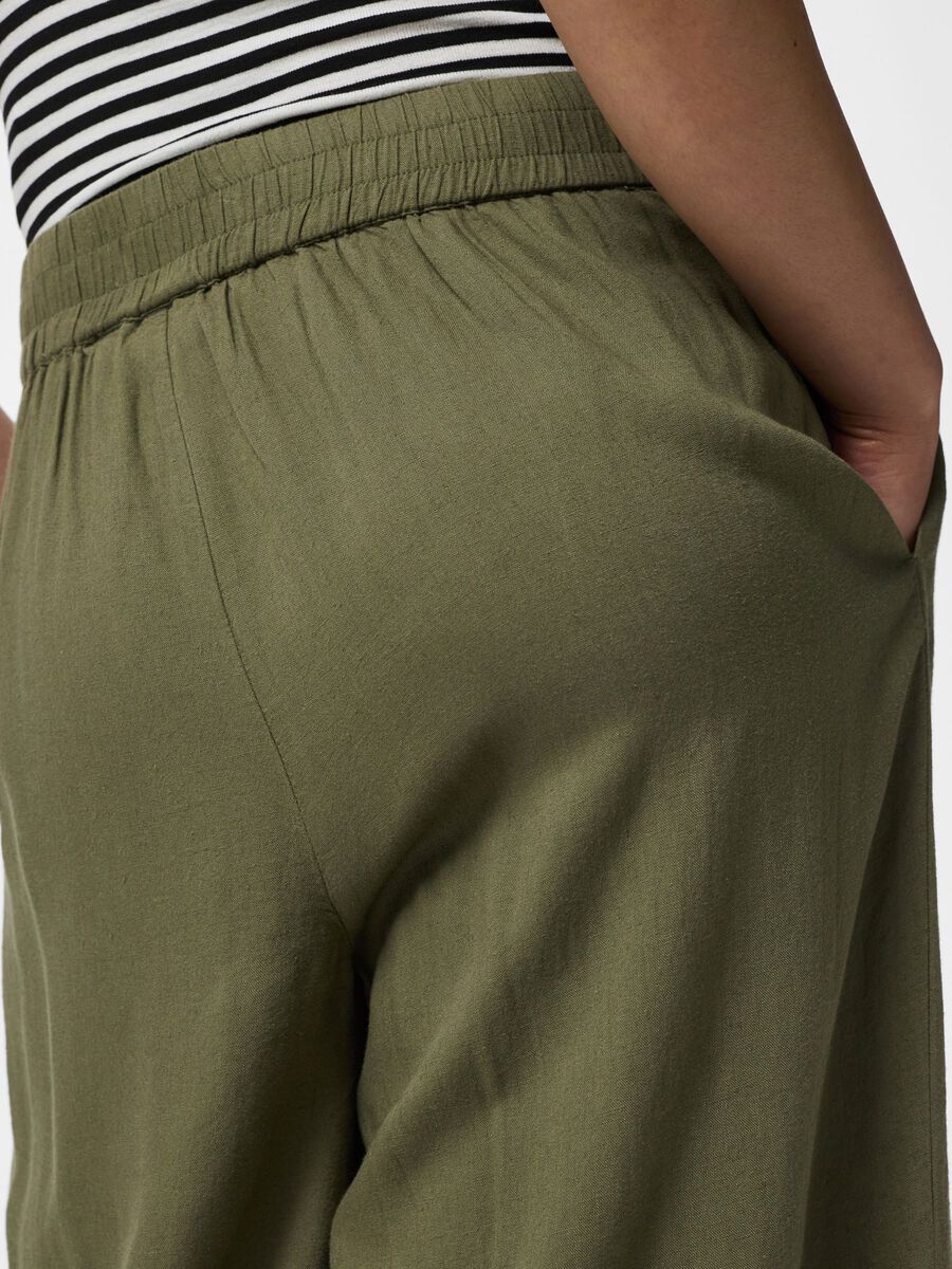 Carousel image - PCPIA LINEN BLEND CULOTTES, Deep Lichen Green | 4
