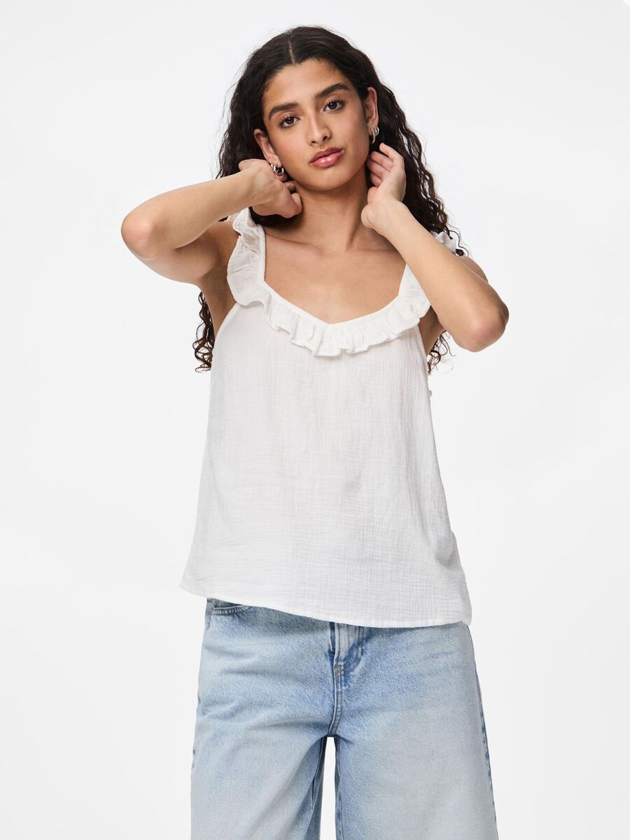 Carousel image - PCSASTINA MUSSELIN SLEEVELESS TOP, Cloud Dancer | 6