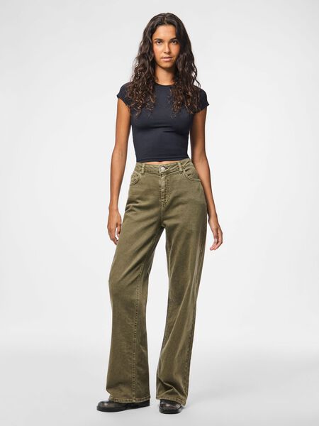 Pieces PCSILKE MW COLOURED WIDE FIT JEANS, Military Olive, highres - 17162261_MilitaryOlive_005.jpg