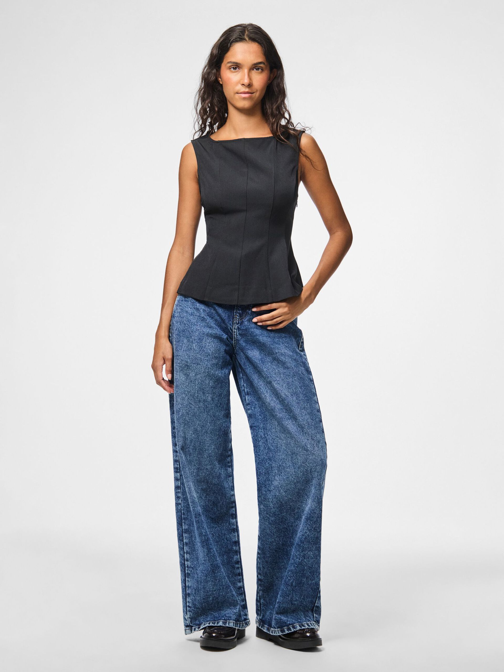 Carousel image - PCJOSSA - COL BATEAU TOP, Black | 3