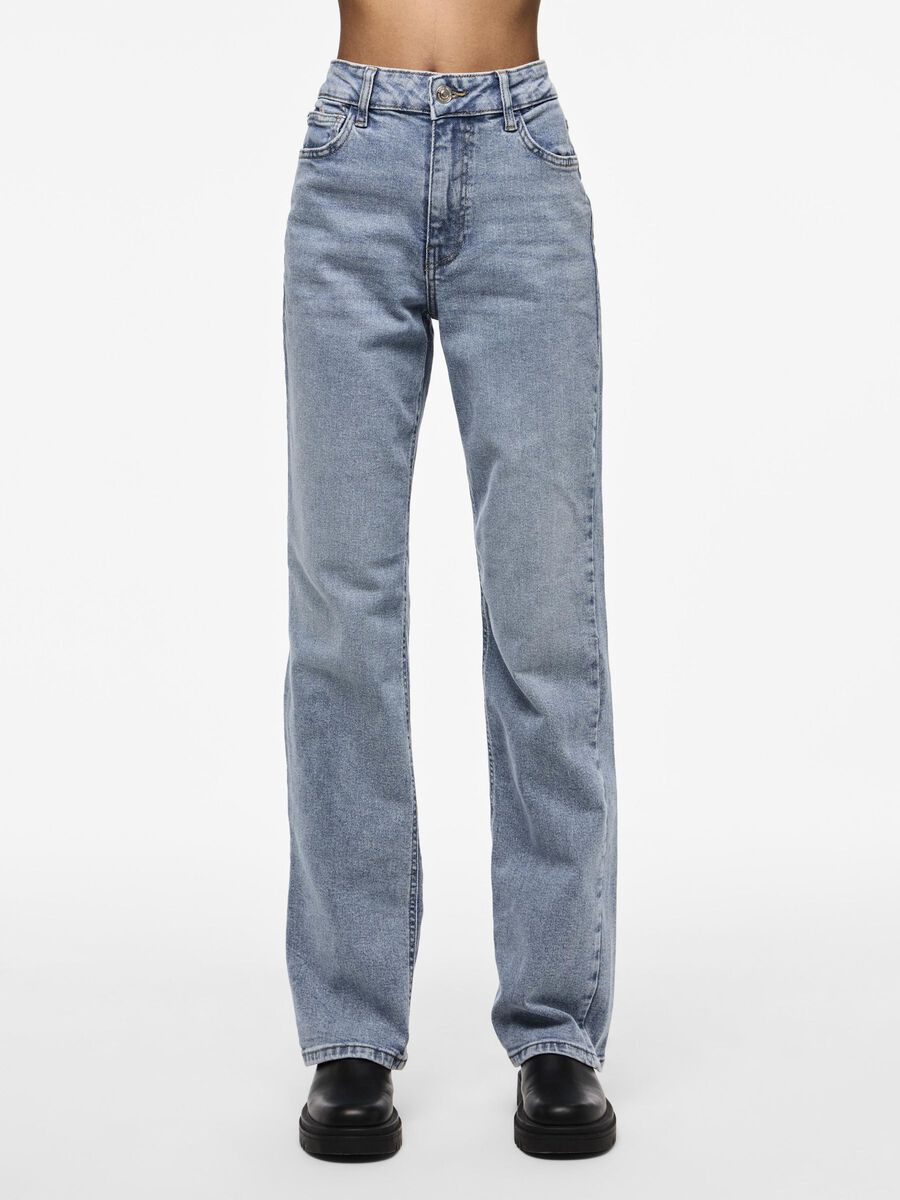 Product carousel image - PCKELLY HW STRAIGHT FIT JEANS, Light Blue Denim | 1
