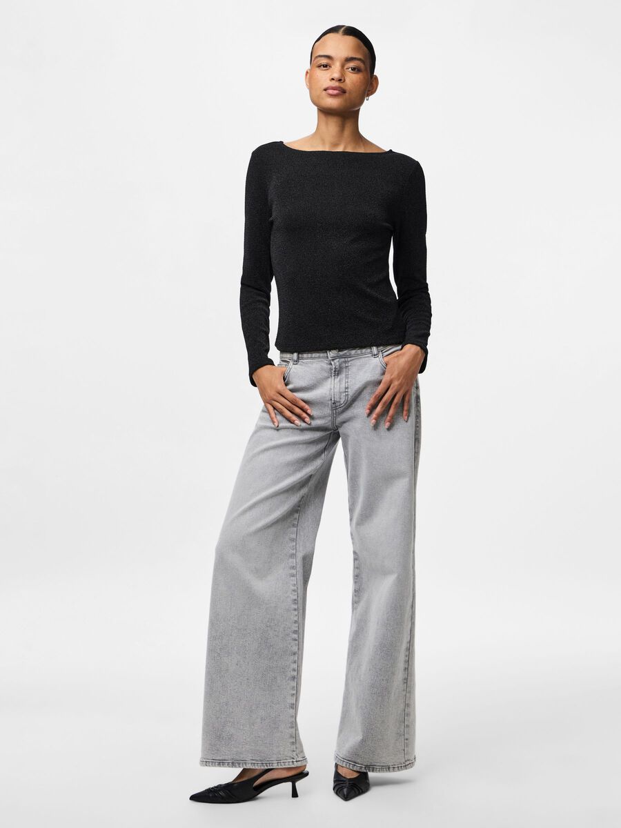 Product carousel image - PCJINA GLITTER LONG SLEEVED TOP, Black | 1