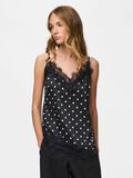 Product image thumbnail 1 PCNOMI - SATIN &Agrave; POIS ET DENTELLE TOP &Agrave; BRETELLES, Black