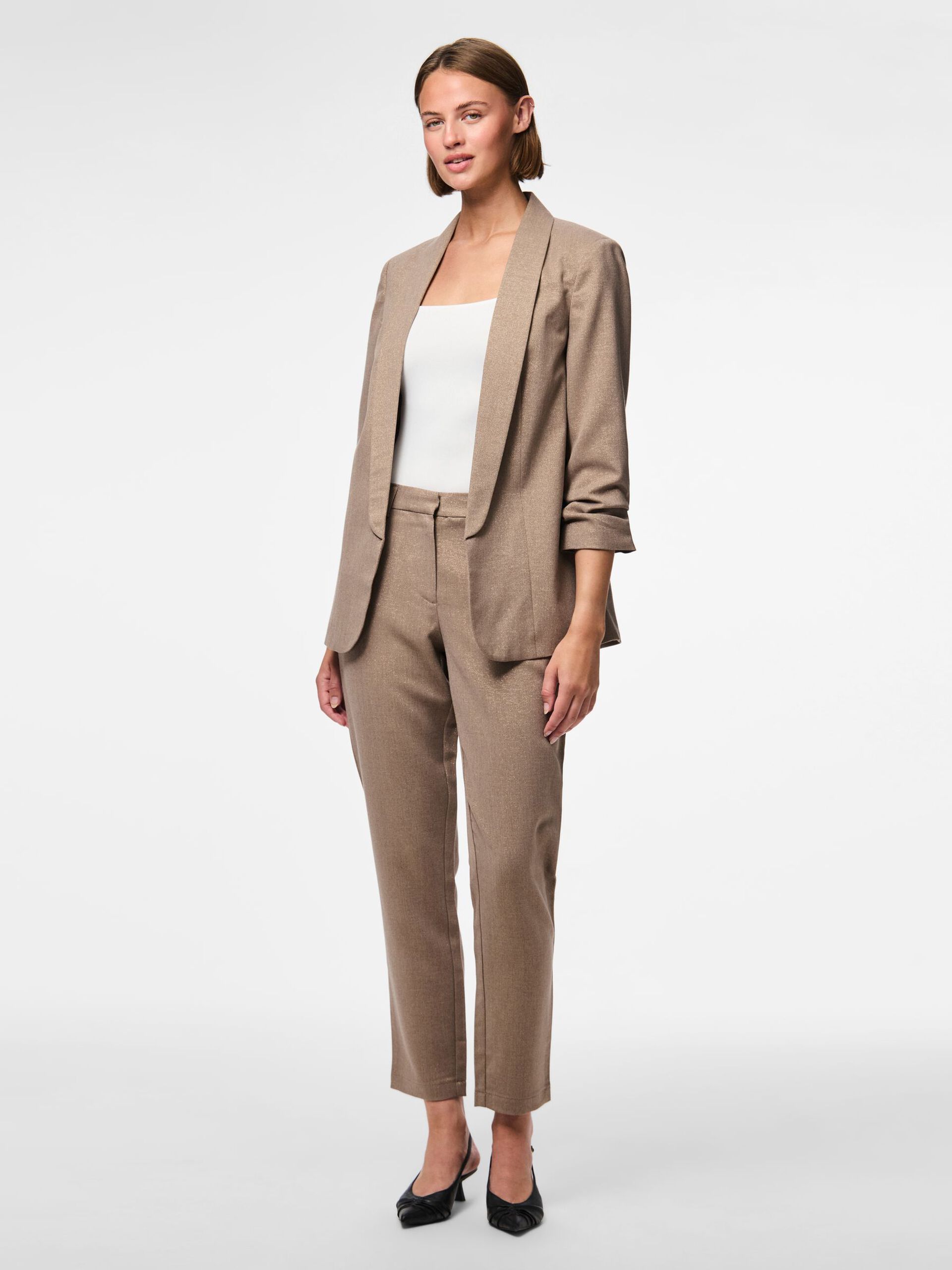 Carousel image - PCBOSELLA GLITTER ANKLE TROUSERS, Fossil | 5