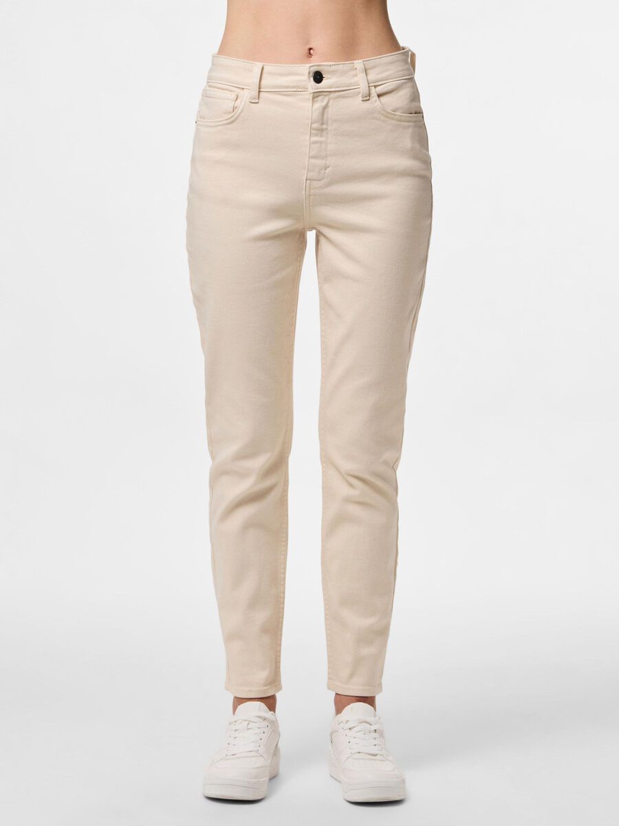 Product carousel image - PCBELLA HW ANKLE MOM JEANS, Whitecap Gray | 1