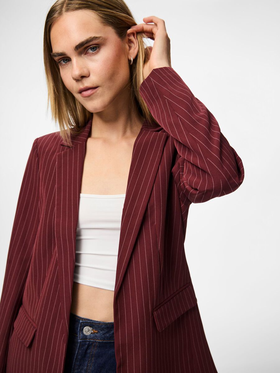 Carousel image - PCBOZZY STRIPED BLAZER, Tawny Port | 4