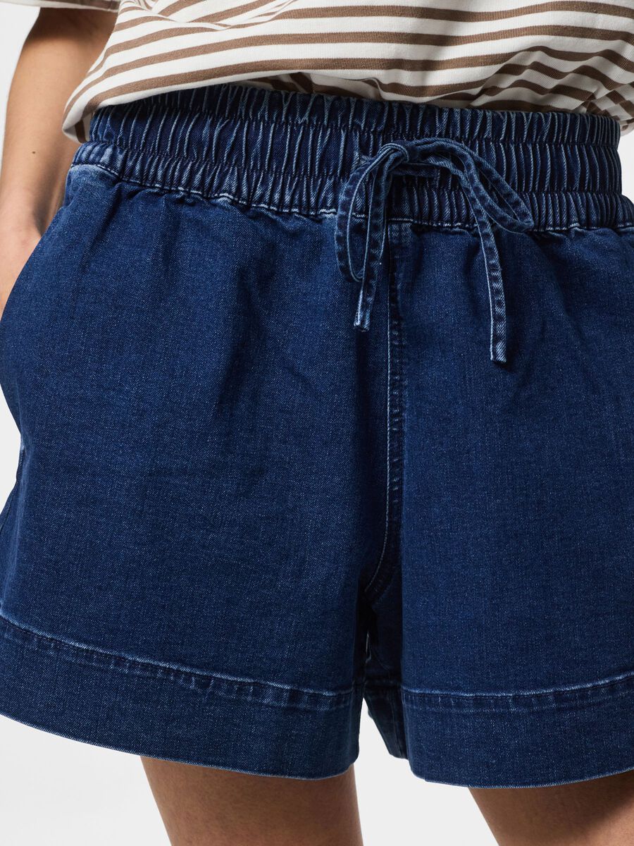 Carousel image - PCBILLO HW PULL UP  DENIM SHORTS, Dark Blue Denim | 4