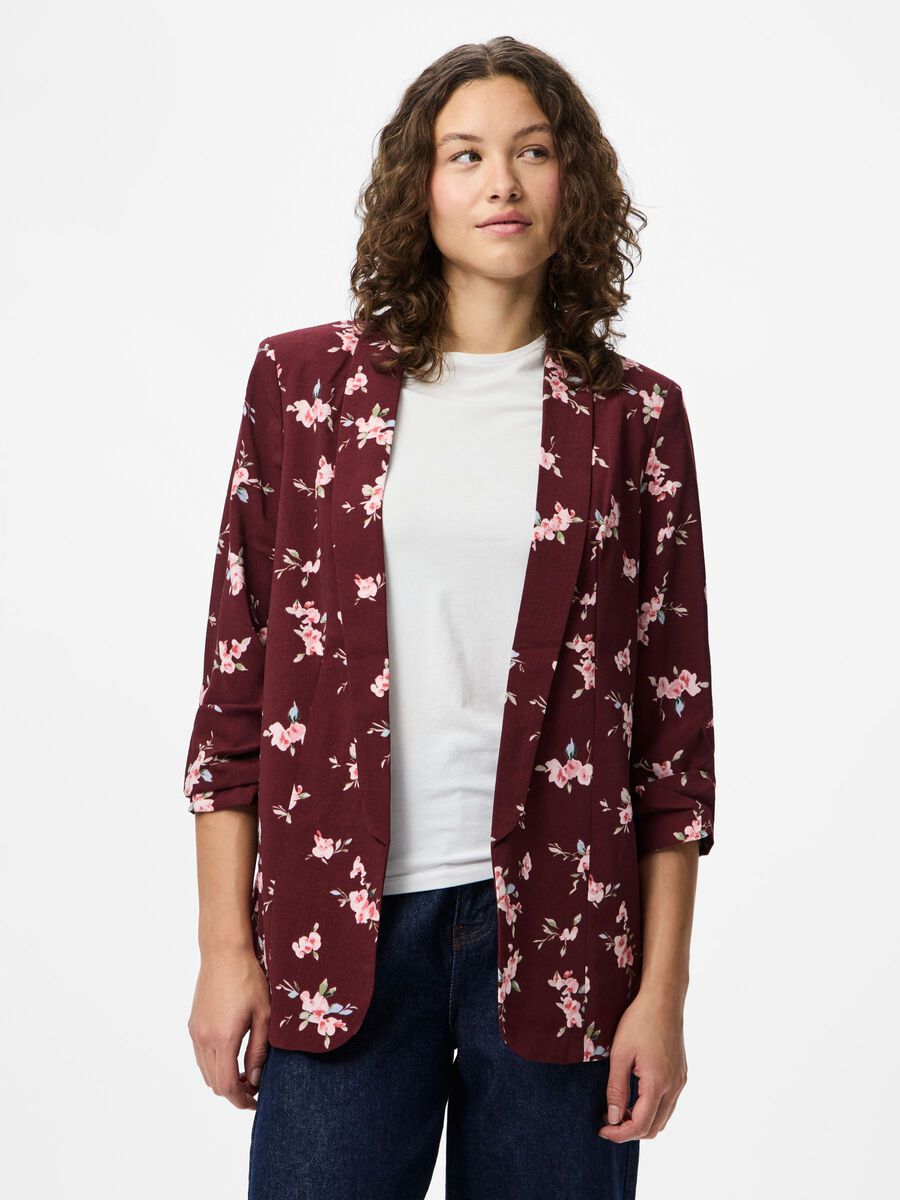 Carousel image - PCBOSELLA 3/4 PRINTED BLAZER, Tawny Port | 1