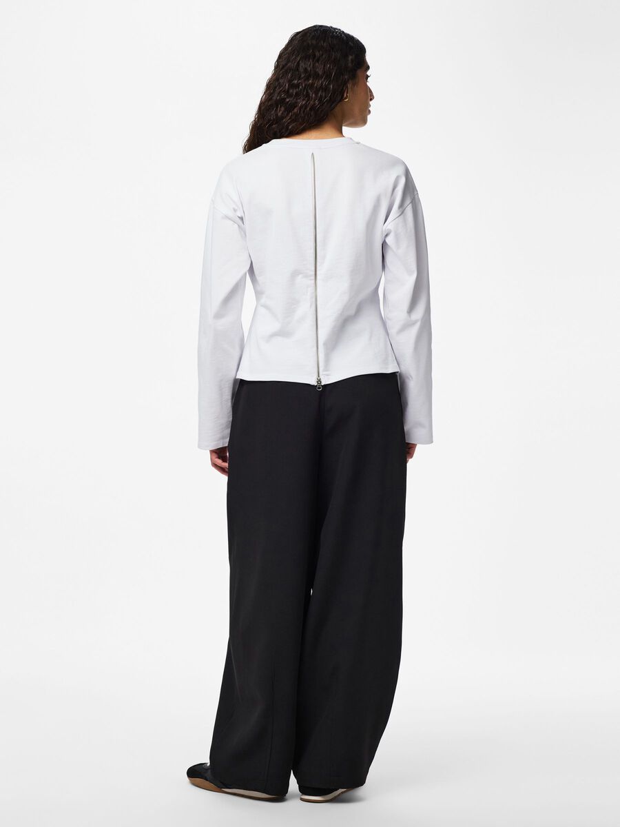 Product carousel image - PCAMY ZIP LONG-SLEEVED T-SHIRT, Bright White | 2