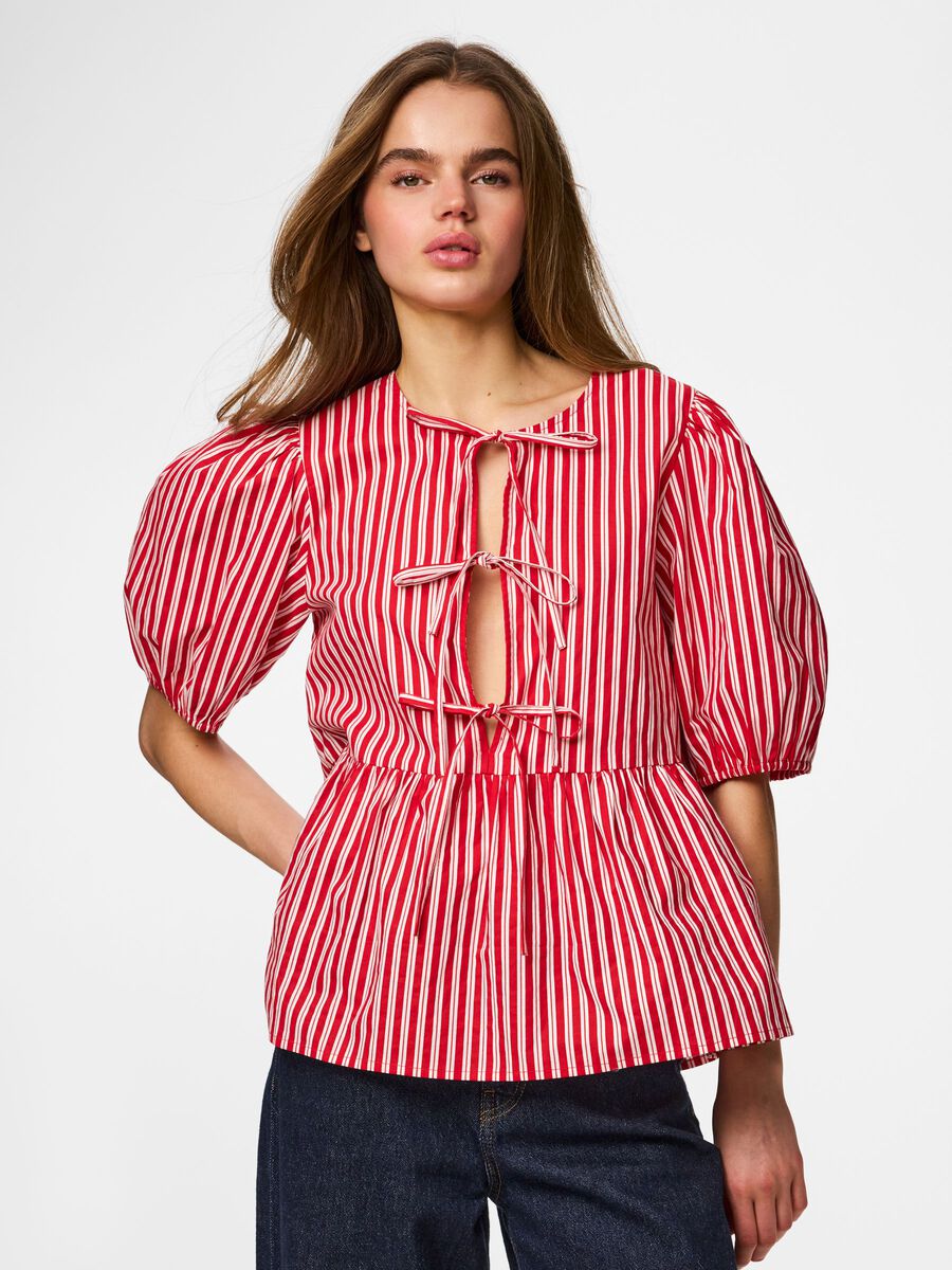 Carousel image - PCJOLLY TIE PUFF SLEEVED TOP, Adrenaline Rush | 1