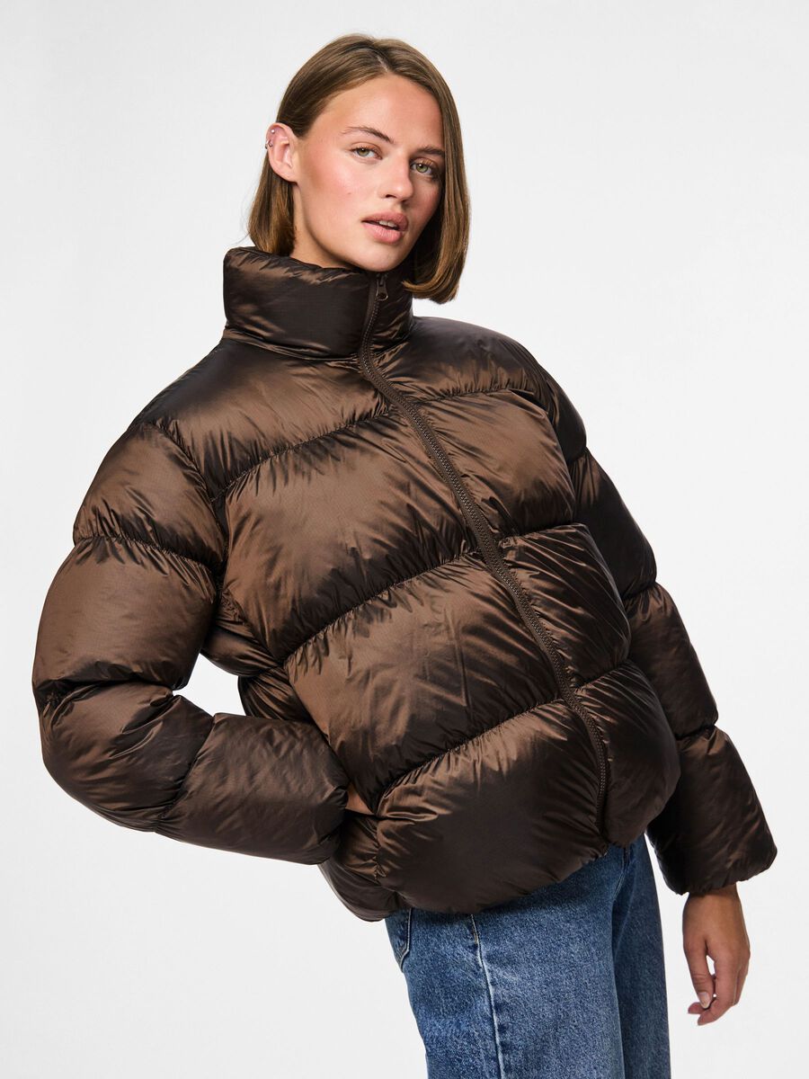 Product carousel image - PCMILLA SHINY PUFFER JACKET, Hot Fudge | 1