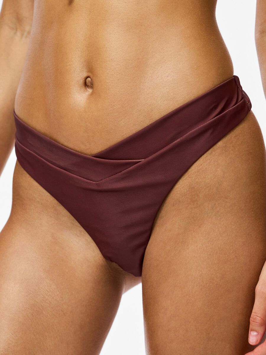 Carousel image - PCBAOMI V SHAPE MINI BRAZILIAN BIKINI BOTTOM, Deep Mahogany | 4