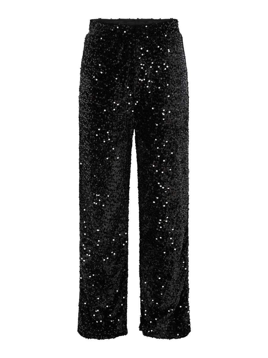 Product carousel image - PCKAM SEQUIN WIDE-LEG TROUSERS, Black | 2