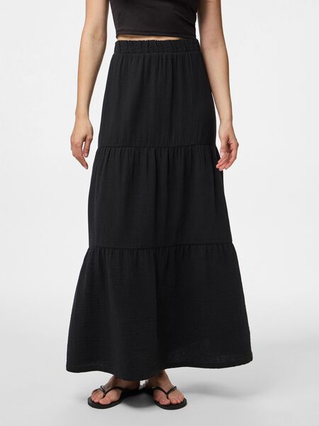 Pieces PCSIKKA HW COTTON MAXI SKIRT, Black, highres - 17152628_Black_003.jpg
