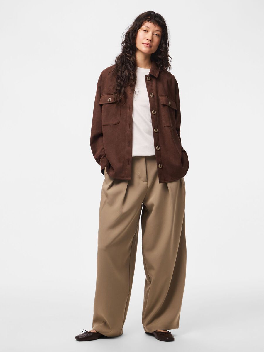 Product carousel image 1 PCRAKEL BRUSHED  SHACKET, Chicory Coffee
